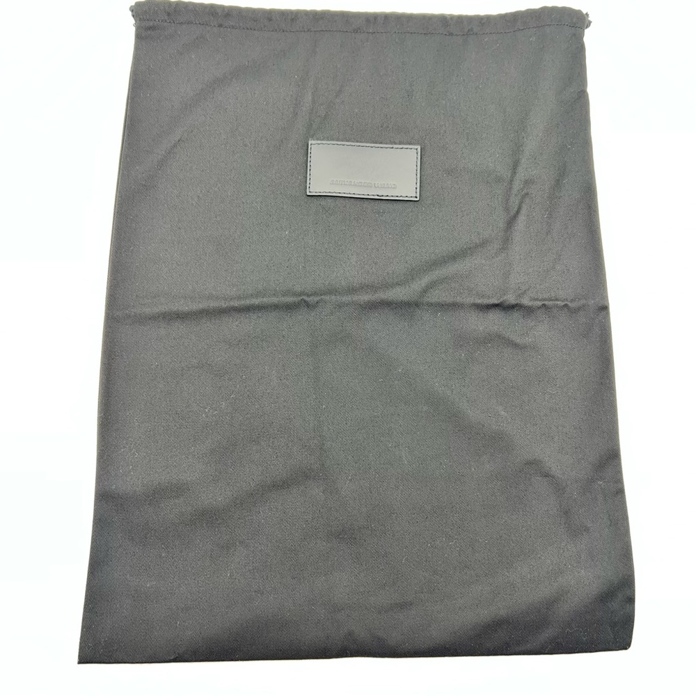 Alexander Wang Authentic Black Cotton Drawstring Bag w/Black Leather Name Patch